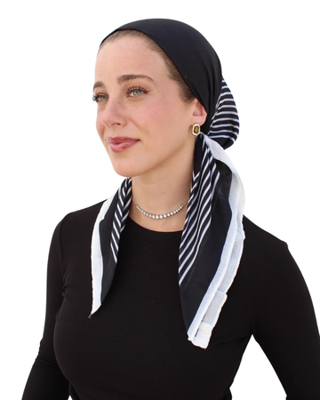 Scarf Bar Stripped Black Square Scarf Myselflingerie.com